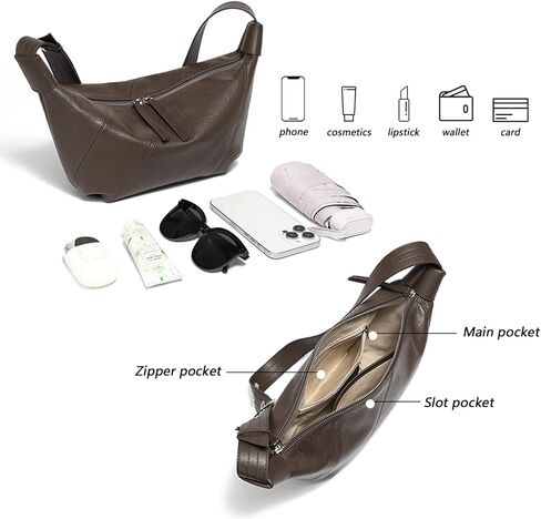 Hobo Bags for Women Soft Crossbody Shoulder Purses Slouchy Genuine Leather in Kuwait