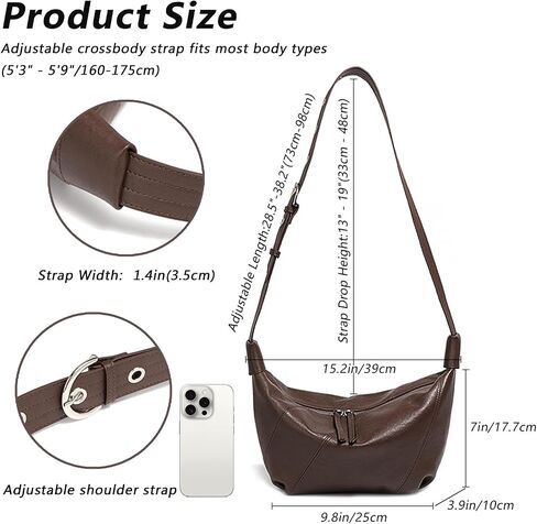 Hobo Bags for Women Soft Crossbody Shoulder Purses Slouchy Genuine Leather in Kuwait