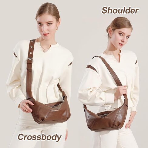 Hobo Bags for Women Soft Crossbody Shoulder Purses Slouchy Genuine Leather in Kuwait