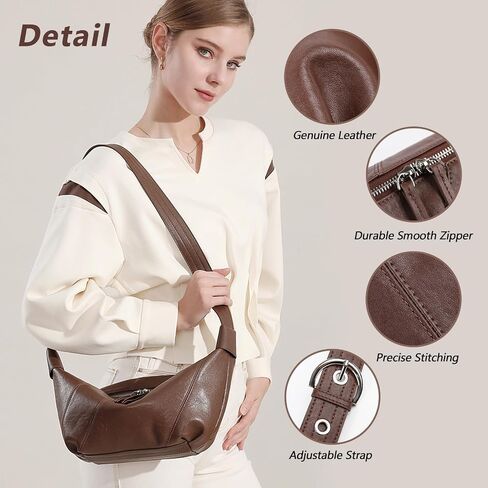 Hobo Bags for Women Soft Crossbody Shoulder Purses Slouchy Genuine Leather in Kuwait