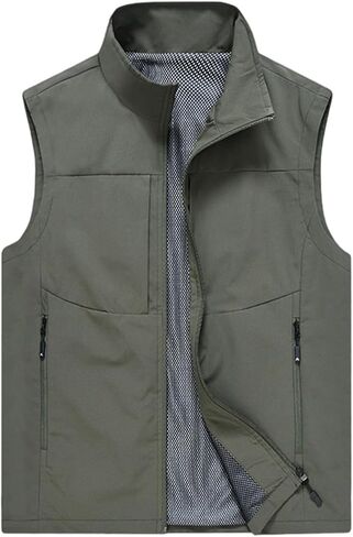 Mens Casual Lightweight Travel Vest Outdoor Summer Utility Safari Sleeveless Jackets Hiking Fish Photo Vest in Saudi Arabia