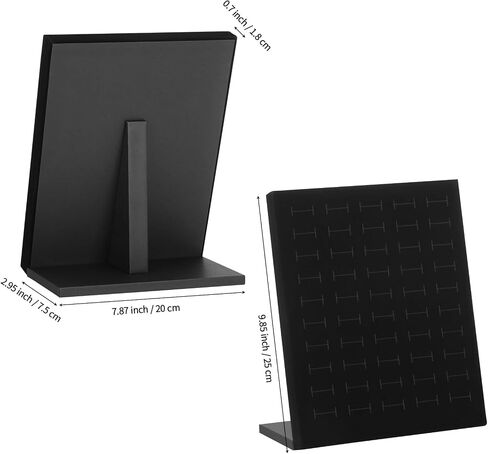 Velvet L-Shaped 50 Slots Ring Earring Holder Display Stand, jewelry Ring Earring Organizer Case Tray for Women & Selling Show (Black) in Kuwait