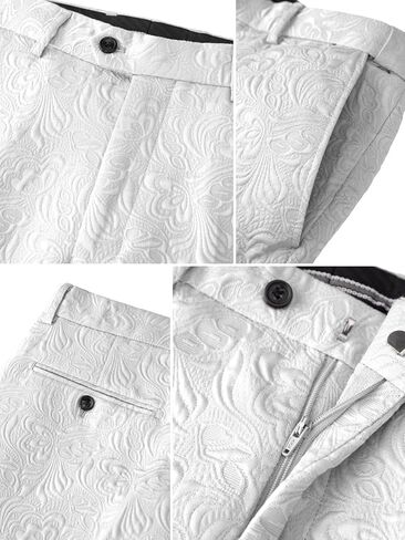 Men's Suit 2-Piece Floral Jacquard Shawl Lapel Jacket Double-Breasted Blazer & Pants Set for Wedding Prom Party in Kuwait