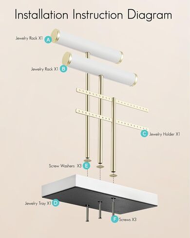 Vlando 3 Tier Necklace Holder Organizer مع صينية ، شاشة حامل سوار جلدية للنساء ، ومجوهرات الذهب سوار ، قلادة ، أقراط ، حلقات - سحابة بيضاء in Kuwait