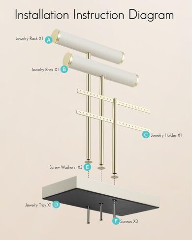 Vlando 3 Tier Necklace Holder Organizer مع صينية ، شاشة حامل سوار جلدية للنساء ، ومجوهرات الذهب سوار ، قلادة ، أقراط ، حلقات - سحابة بيضاء in Kuwait