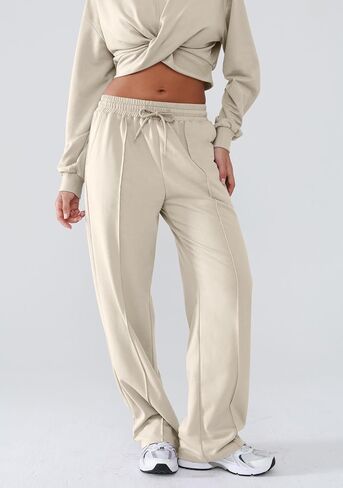 Women 2 Piece Outfits Long Sleeve Twist Front Cropped Sweatsuit High Waist Wide Leg Pants Lounge Matching Sets in Saudi Arabia