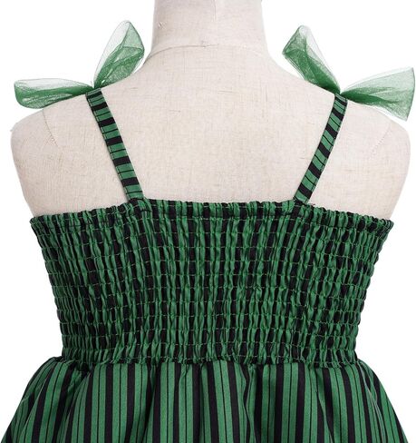 AWIBMK Kids Girls Halloween Costume Black White Green Striped Ruffle Dress Up Outfit Cosplay Role Play Birthday Clothes in Kuwait
