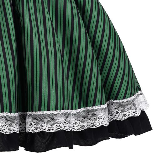 AWIBMK Kids Girls Halloween Costume Black White Green Striped Ruffle Dress Up Outfit Cosplay Role Play Birthday Clothes in Kuwait