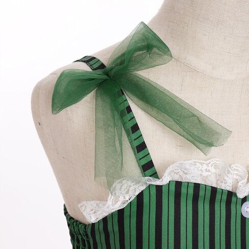 AWIBMK Kids Girls Halloween Costume Black White Green Striped Ruffle Dress Up Outfit Cosplay Role Play Birthday Clothes in Kuwait