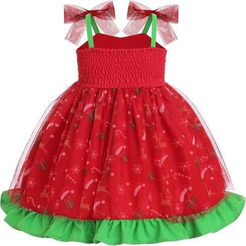 Obeeii Baby Girl Dress Spaghetti Straps Bow tulle tuler princess dress toddler birth in Kuwait