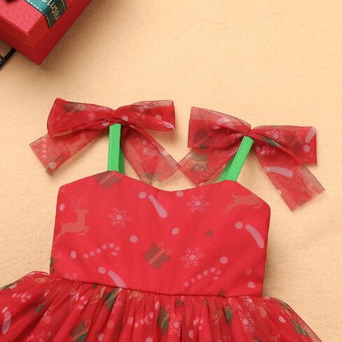 Obeeii Baby Girl Dress Spaghetti Straps Bow tulle tuler princess dress toddler birth in Kuwait