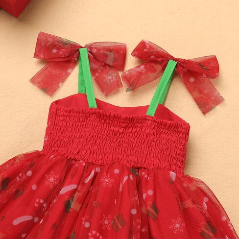 Obeeii Baby Girl Dress Spaghetti Straps Bow tulle tuler princess dress toddler birth in Kuwait
