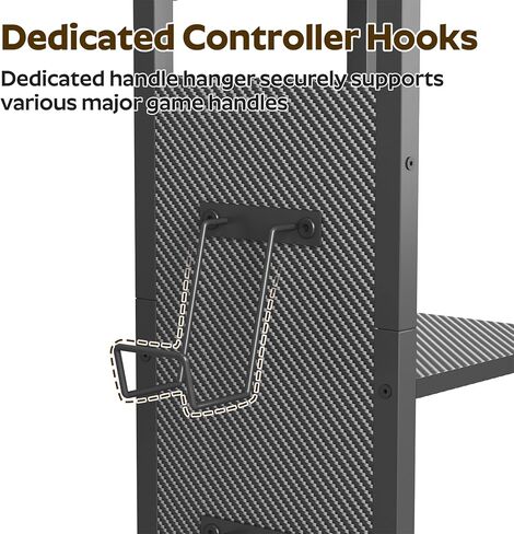 Gaming Floating Shelves, 3-Tier LED Wall Mounted Shelf for Storage, Pipe Shelves Hanging Display Rack, with 2 Controller Hooks, for Gaming Room, Kitchen, Home Bar Black FSHS142E01 in Saudi Arabia