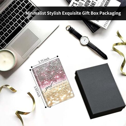 Pop Up Wallet Women Men with Money Slot,RFID Blocking Leather Minimalist Automatic Credit Card Holder Business Trifold Card Case-Pink Glitter Psalm 46:5 in Saudi Arabia