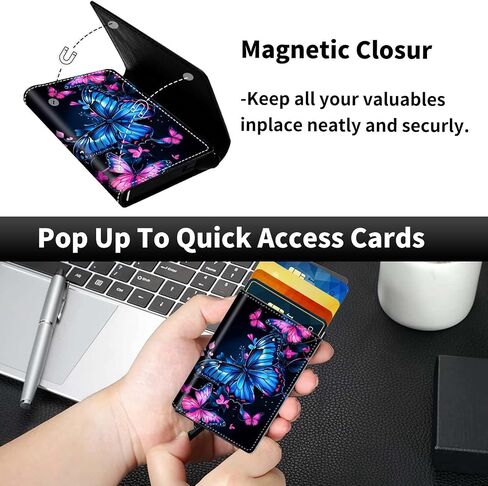 Pop Up Wallet Women Men with Money Slot,RFID Blocking Leather Minimalist Automatic Credit Card Holder Business Trifold Card Case-Pink Glitter Psalm 46:5 in Saudi Arabia