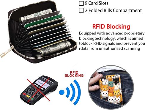 محافظ حامل بطاقة الائتمان للنساء ، حظر RFID محفظة علبة جلدية صغيرة مع محفظة أكورديون سستة ، حمار مضحك in Kuwait
