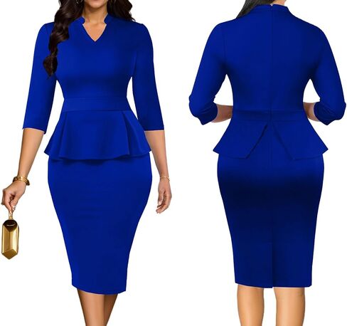 Church Dress for Women 3/4 Sleeve Work Teacher Office Business Vintage Wear to Work Pencil Midi Dress in Saudi Arabia