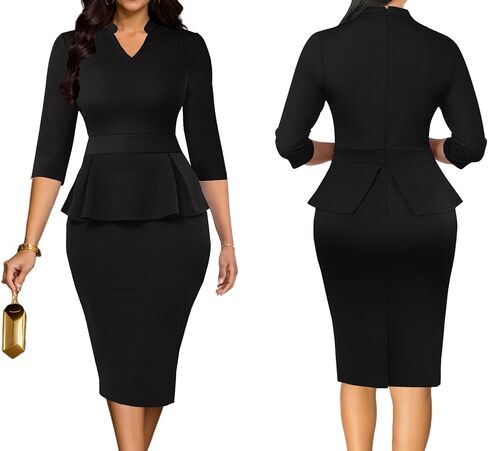 Church Dress for Women 3/4 Sleeve Work Teacher Office Business Vintage Wear to Work Pencil Midi Dress in Saudi Arabia