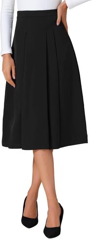 Allegra K Women's High Waist Fall 2025 Work Office A-Line Pleated Midi Skirt in Saudi Arabia