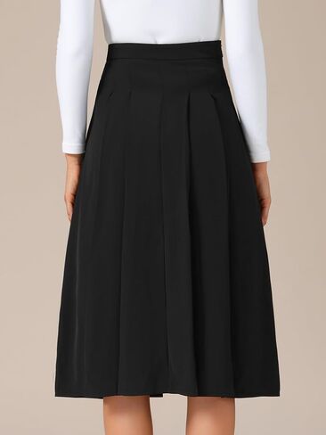 Allegra K Women's High Waist Fall 2025 Work Office A-Line Pleated Midi Skirt in Saudi Arabia