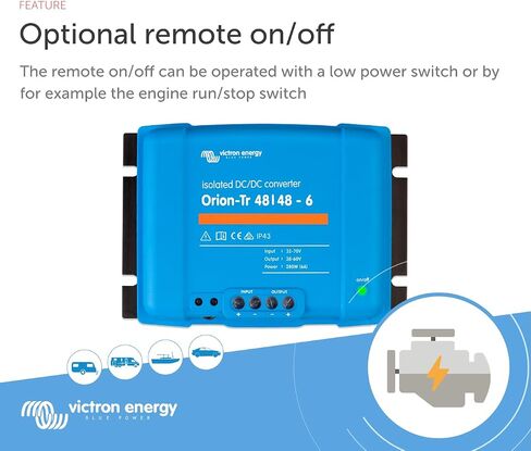 محول Victron Energy Orion-Tr DC إلى DC - 12/24 فولت، 10 أمبير 240 وات - IP43 محمي - لأنظمة البطاريات المزدوجة - معزول in Kuwait
