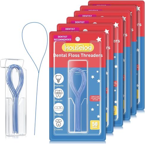 Dental Floss Threader, Deep Clean Floss for Braces, Bridges, Implants 50 Count (Pack of 3) in Saudi Arabia