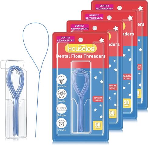 Dental Floss Threader, Deep Clean Floss for Braces, Bridges, Implants 50 Count (Pack of 3) in Saudi Arabia