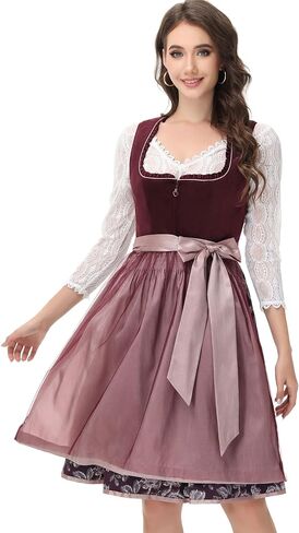 Women's German Dirndl Dress Bavarian Oktoberfest Halloween Carnival Costumes for Holiday in Kuwait