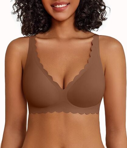 Avidlove Wireless Bra Womens Plunge V Neck Seamless Bras Full Coverage Everyday Bra in Saudi Arabia
