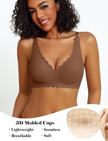 Avidlove Wireless Bra Womens Plunge V Neck Seamless Bras Full Coverage Everyday Bra in Saudi Arabia