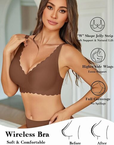 Avidlove Wireless Bra Womens Plunge V Neck Seamless Bras Full Coverage Everyday Bra in Saudi Arabia