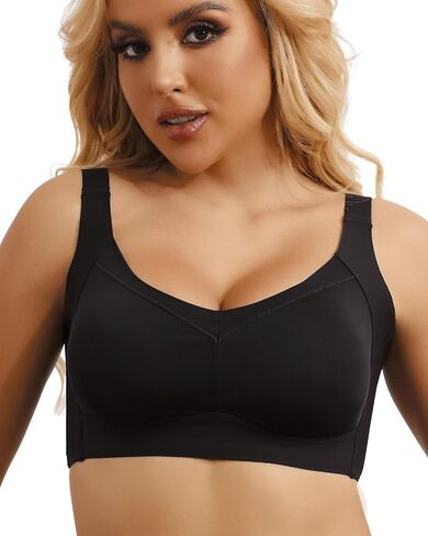 QOU Wireless Bras for Women No Underwire Sefelich Bra Comfort Push Up Bra 2-ply coups Eday in Kuwait