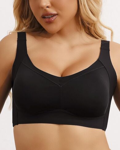 QOU Wireless Bras for Women No Underwire Sefelich Bra Comfort Push Up Bra 2-ply coups Eday in Kuwait