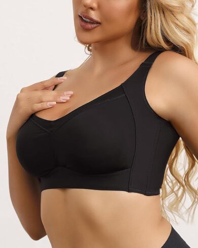 QOU Wireless Bras for Women No Underwire Sefelich Bra Comfort Push Up Bra 2-ply coups Eday in Kuwait