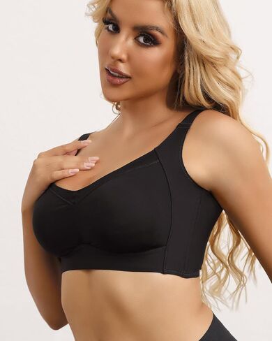 QOU Wireless Bras for Women No Underwire Sefelich Bra Comfort Push Up Bra 2-ply coups Eday in Kuwait