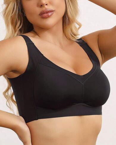 QOU Wireless Bras for Women No Underwire Sefelich Bra Comfort Push Up Bra 2-ply coups Eday in Kuwait