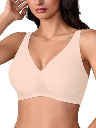 حمالات دبقية V Deep Wireless for Women No underwire ، S-2XL ، BRALETTE COMPLY SECELLING in Kuwait