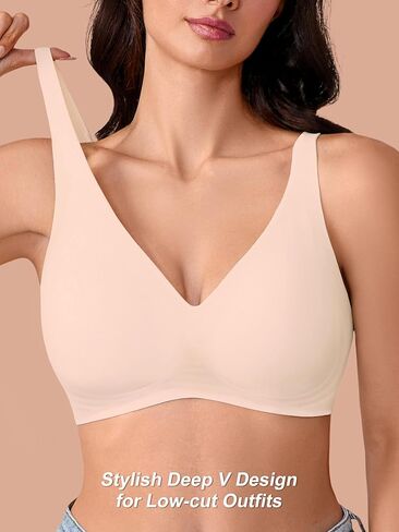 حمالات دبقية V Deep Wireless for Women No underwire ، S-2XL ، BRALETTE COMPLY SECELLING in Kuwait