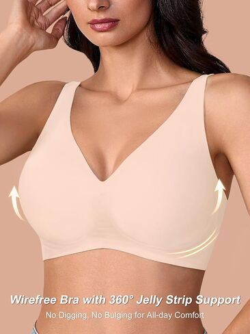 حمالات دبقية V Deep Wireless for Women No underwire ، S-2XL ، BRALETTE COMPLY SECELLING in Kuwait