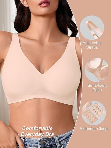 حمالات دبقية V Deep Wireless for Women No underwire ، S-2XL ، BRALETTE COMPLY SECELLING in Kuwait