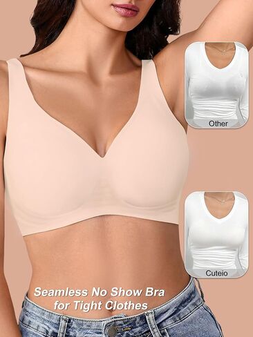 حمالات دبقية V Deep Wireless for Women No underwire ، S-2XL ، BRALETTE COMPLY SECELLING in Kuwait