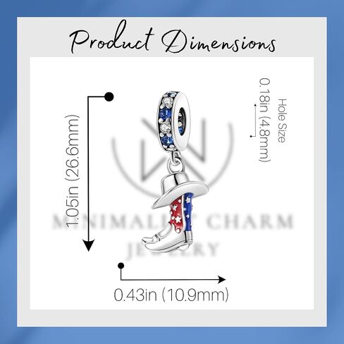 Red&Blue Cowboy Boot Dangle Charm For Bracelet, 925 Sterling Silver Charm Mothers Day's Gift, Women Jewelry in Saudi Arabia