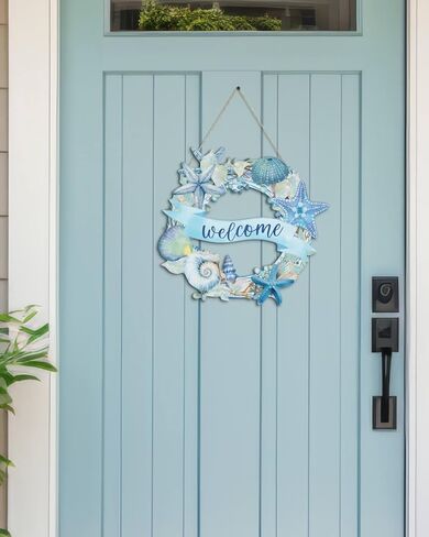 Putuo Decor Beach Wreaths for Front Door Ocean Welcome Sign Wood Summer Sea Turtle Beach Door Hanger Sign Beach Room Decor Beach Decorations for HomeBeach House Decor for Front Door in Saudi Arabia