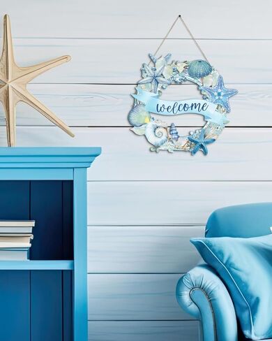 Putuo Decor Beach Wreaths for Front Door Ocean Welcome Sign Wood Summer Sea Turtle Beach Door Hanger Sign Beach Room Decor Beach Decorations for HomeBeach House Decor for Front Door in Saudi Arabia
