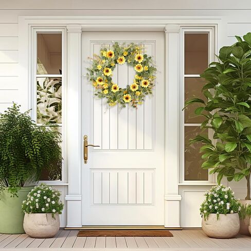24" Lavender Wreath for Front Door - Artificial Floral Lush Summer Wreath with Adjustable Headband & DIY Decor for Wall, Home, Wedding, Party (Purple) in Kuwait