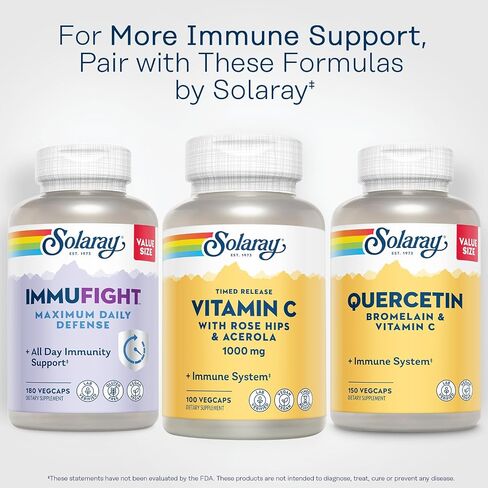 Solaray Vitamin C 1000mg كبسولات إطلاق موقوتة مع الوركين الورد و Acerola Bioflavonoids ، على مرحلتين للامتصاص العالي ودعم وظائف المناعة طوال اليوم ، ضمان 60 يومًا ، 275 حصصًا ، 275 Vegcaps in Saudi Arabia