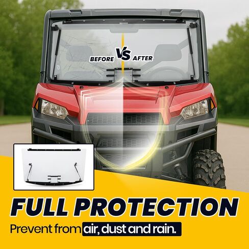 HECASA 3-IN-1 Flip Windshield Compatible With 2013+ Polaris Ranger XP 900, 900 Crew, 1000, 2015-2018 Polaris Ranger 1000 Diesel / Crew W/ Gas Spring Plastic Clear in Saudi Arabia