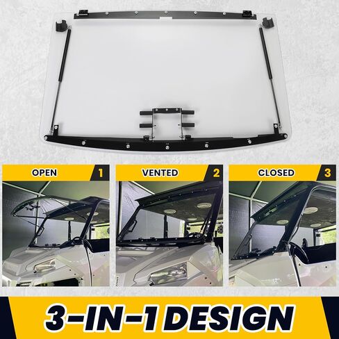 HECASA 3-IN-1 Flip Windshield Compatible With 2013+ Polaris Ranger XP 900, 900 Crew, 1000, 2015-2018 Polaris Ranger 1000 Diesel / Crew W/ Gas Spring Plastic Clear in Saudi Arabia