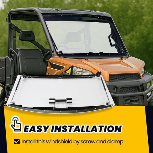 HECASA 3-IN-1 Flip Windshield Compatible With 2013+ Polaris Ranger XP 900, 900 Crew, 1000, 2015-2018 Polaris Ranger 1000 Diesel / Crew W/ Gas Spring Plastic Clear in Saudi Arabia