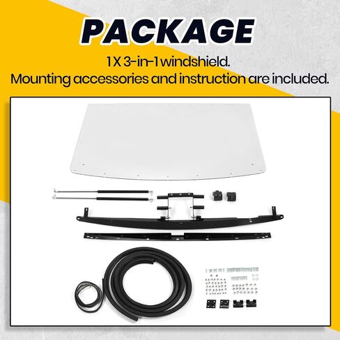 HECASA 3-IN-1 Flip Windshield Compatible With 2013+ Polaris Ranger XP 900, 900 Crew, 1000, 2015-2018 Polaris Ranger 1000 Diesel / Crew W/ Gas Spring Plastic Clear in Saudi Arabia